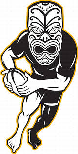 Maori Mask Rugby Player Running With Ball Rugby Drawing Rugby Players Rugby Illustration