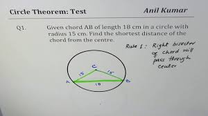 The following equations can all be derived from the figure: Q1 Find The Schortest Distance Of Chord From Centre Of Circle Youtube