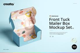 Front Tuck Mailer Box Mockup Set 02 Mailer Box Box Mockup