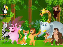Animals Of The Jungle Cartoon Children S Wall Mural Ohpopsi Wallpaper Cartoon Zoo Animals Cartoon Jungle Animals Jungle Cartoon