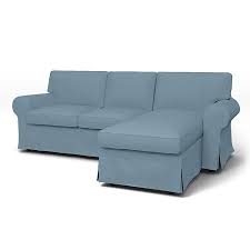 Ektorp Housses De Canape 2 Places Avec Meridienne Regular Fit Avec Passepoil Utiliser Le Tissu Panama Cotton Steel Blue Sofa Seater Sofa Ikea Ektorp