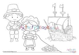 Kids who color generally acquire and use knowledge more efficiently and effectively. Pilgrim Children Thanksgiving Colouring Page