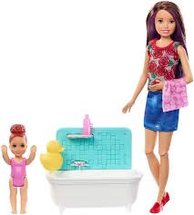 It's a tribute to her iconic color from robert best, featuring a posable silkstone® body and the modelmuse. Amazon Com Barbie Skipper Babysitters Inc Playset With Bathtub Babysitting Skipper Doll And Small Toddler Doll With Button To Move Arms And Splash Plus Themed Accessories Gift For 3 To 7 Year Olds