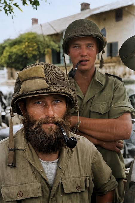 Two French Foreign Legionnaires in Vietnam during the First Indochina War, 1950. France was fighting to maintain control of its colonial possessions in Indochina against the communist-led Viet Minh.