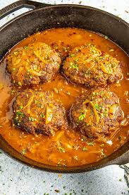 On the table in 30 minutes for a great family friendly dinner option! Salisbury Steaks With Ancho Gravy Yellowblissroad Com