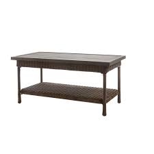 Hampton Bay Beacon Park Wicker Outdoor Patio Coffee Table With Slat Top Fws80486 The Home Depot In 2020 Coffee Table Outdoor Coffee Tables Outdoor Living Furniture