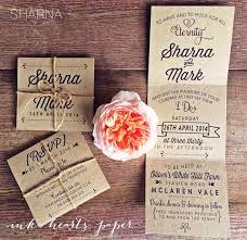 Recycled Kraft Rustic Tri Fold Trifold Wedding Invitation Twine Quirky Vintage Fu Wedding Invitations Diy Trendy Wedding Invitations Unique Wedding Invitations