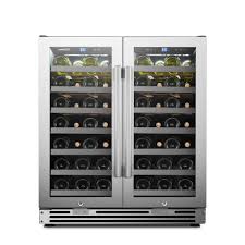 Maybe you would like to learn more about one of these? Lanbopro Stainless Steel Dual Zone Wine Cooler Seamless Stainless Steel French Doors 62 Bottle Capacity