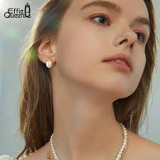 Effie Queen Real 925 Sterling Silver Natural Pearl Earrings for Women 9mm  Simple Freshwater Pearl Ear Drop Fashion Jewelry GPE40