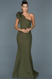 Haki Tek Omuz Balik Abiye Abu414 Elbise Modelleri Elbise The Dress