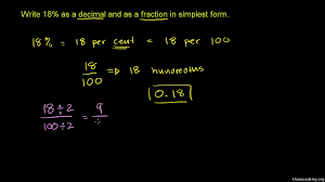 Converting Percents To Decimals Fractions Example