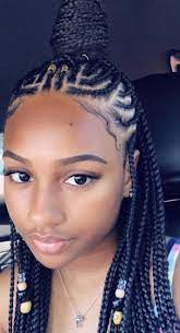 On special occasions or on a day when your little one is busy with outside activities, gather her cornrow braids up into a high bun or ponytail. Braided Hairstyle Blackwomenhairstyles Hair Styles Braids For Black Hair Braided Hairstyles For Teens