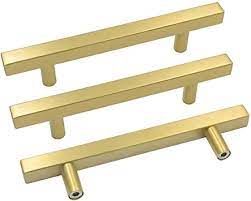 Available in a variety of styles and finishes. Goldenwarm 10 Pack Brushed Brass Cabinet Pulls Gold Cabinet Hardware Handle Pull Ls1212gd128 Modern T Bar Knobs Dresser Pull Gold Drawer Handles 5 Inch Hole Centers 7 1 2 Overall Length Amazon Com