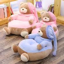Cute Bear Sofa Plush Chair Baby Learn Sit Chair Children Cartoon Doll Feeding Chair Children Seat Plush Toys Kid Stuffed Gif Plush Chair Baby Chair Baby Sofa