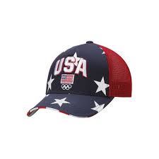 Men S Navy Red Team Usa Stars All Over Trucker Hat Trucker Hat Hats For Men Team Usa