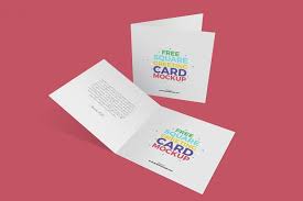 Square Shaped Greeting Card Psd Mockup Square Greetingcard Psd Mockup Postcard Mockup Mockup Templates Paper Book
