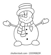 Black and white snowman clipart outline. Christmas Coloring Page Friend Snowman Stock Vector Royalty Free 1555908239