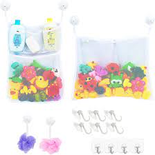 Keep the bath tidy when it's not in use. 2 X Mesh Bath Toy Organizer 6 Ultra Strong Hooks The Perfect Bathtub Toy Holder Bathroom Or Shower Caddy These Multi Use Net Bags Make Baby Bath Toy Storage Easy For Kids Toddlers Home Improvement Amazon Com