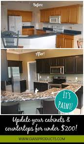 Kitchen Update On A Budget Paint That Looks Like Granite And One Day Cabinet Makeover Diy Www Gianigranite Com Www Home Remodeling Kitchen Diy Makeover Home
