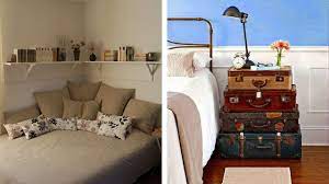 In this tiny bedroom makeover, instead of adding a higher backboard, a shorter one is used in its place along with a smaller, more elegant light fixture. 20 Tips For A Cheap And Small Bedroom Makeover Youtube