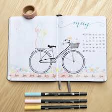 Bullet Journal Monthly Cover Page May Cover Page Bicycle Drawing Washi Tape Amber J Bullet Journal Inspiration Planner Bullet Journal May Bullet Journal