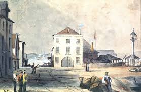 The Old Wharf In Hobart Town Painting By Samuel Prout Hill C 1850 Van Diemen S Land Australia Capital Tasmania