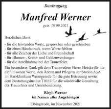 Traueranzeigen von Manfred Werner