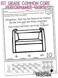 First Grade Common Core Math Performance Tasks Common Core Math Math Assessment