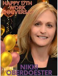 Happy 17th Work Anniversary Nikki Oberdoester!!! Nikki works in our group  benefits department and is awesome at what she does! Hope you are enjoying  your Summer & cannot wait to have your