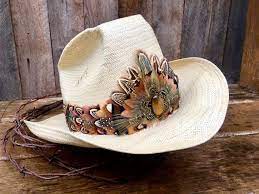 Feather Hat Band For Western Hat W Pheasant Wild Turkey Etsy Hat Band Feather Hat Western Hats