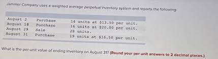 Solved Jammer Company Uses A Weighted Average Perpetual Chegg Com