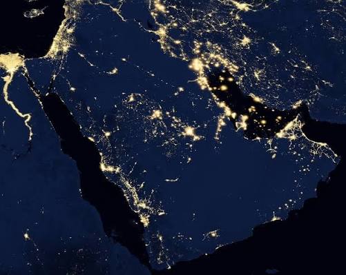 Night View of Saudi Arabia from Space