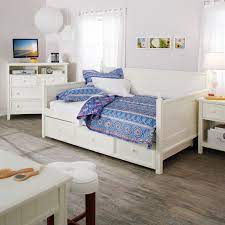 Full Size White Wood Daybed With Pull Out Trundle Fastfurnishings Com Donco trading co twin bookcase day bed with 3 drawer storage and twin trundle bed in white finish.