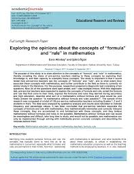 Pdf Exploring The Opinions About The Concepts Of Formula And Rule In Mathematics