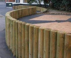 Your log retaining wall stock images are ready. Unilog Pro Machine Round Timbers For Retaining Walls M M Timber Esi External Works
