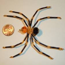 Orange And Black Spider Ornament Beaded Spiders Spider Spider Crafts