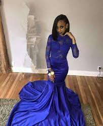Black And Dark Blue Prom Dress Open Low Back Royal Blue Mermaid Prom Dress With Long Sleeves Prom Dresses Blue Prom Outfits Blue Mermaid Prom Dress