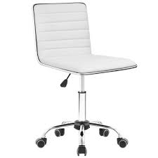 Walnew Task Chair Desk Chair Mid Back Armless Vanity Chair Swivel Office Rolling Leather Computer Chairs Ribbed Adjustable Conference Chair White Walmart Com Walmart Com