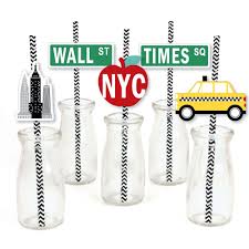 As you explore our assortment of decorations for your party, you'll discover paper fans, pom poms, streamers and centerpieces that can turn any room into party central. Party Favors Set Of 24 Big Dot Of Happiness Nyc Cityscape Paper Straw Decor New York City Party Striped Decorative Straws Toys Games