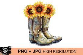 Cowgirl Boots With Sunflowers Graphic By Roxysvg26 Creative Fabrica