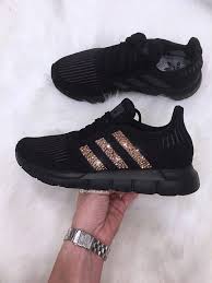 Adidas Black And Gold Trainers Womens Adidas Swift Run Made With Swarovski Xirius Rose Crystals Triple Black Addidas Shoes Womens Shoes Wedges Trending Womens Shoes