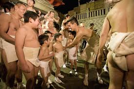 Father and Son Participating at Hadaka … – License image – 70234290 ❘  lookphotos