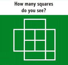 Remember to include the large square encompassing all the smaller squares! How Many Squares Do You See With Answer Whatsapp Puzzle With Answer Square Puzzle Puzzle Puzzles Math Riddles Brain Teasers Funny Math Quotes Math Riddles