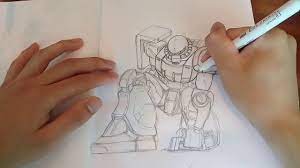How to draw a Gundam 101: MS-06 Zaku II - YouTube