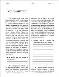 Containment In The Cold War Reading With Questions Cold War Teaching American History History Lesson Plans