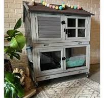 Bunny Cage 47" Two-Story Rabbit Hutch With Wheels - Indoor/Outdoor With  Trays Jaulas Para Conejos