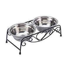 Double Stainless Steel Dog Bowls With Metal Stand Dog