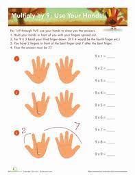 9 Times Table Hand Trick Worksheet Education Com Hand Tricks Teaching Multiplication Times Tables