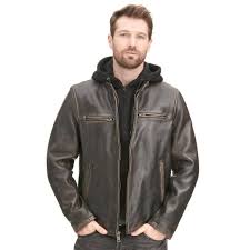 Wilsons Leather Vintage Moto Leather Jacket W Hood Hooded Men Wilsons Leather Leather Jacket With Hood Leather Jacket Leather Jacket Men