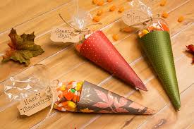 Paper Cone Thanksgiving Treat Holders Thanksgiving Party Favors Thanksgiving Guest Gifts Thanksgiving Table Favors